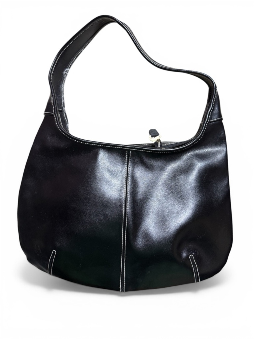 LILLIAN VERNON Genuine Leather Classic Black Shoulder Bag - Timeless Y2K purse
